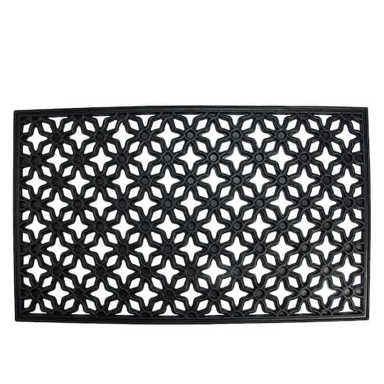 Black Elegant Quatrefoil Doormat